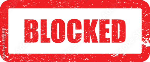 Foto Blocked stamp red ink on white background restriction and prohibition symbol