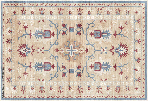 Canvastavla Persian Folk style traditional printed Carpet with trending colors and texture i