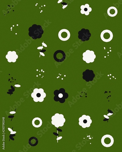 Minimalist Green Background Floral and Botanical Abstract Pattern Design