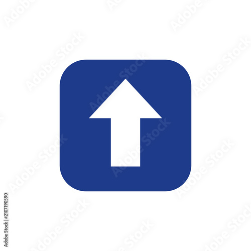 One-way street blue square traffic sign isolated on white background. Straight ahead arrow traffic direction symbol vector illustration