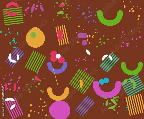 Colorful Abstract Shapes and Patterns on Transparent Background Design Elements