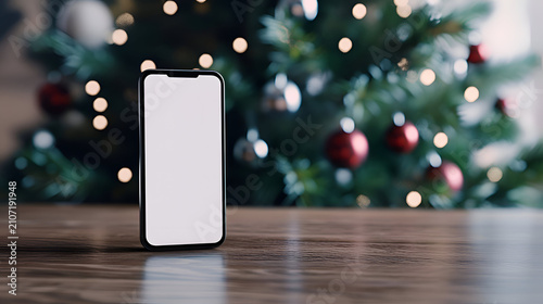 mobile phone with christmas tree