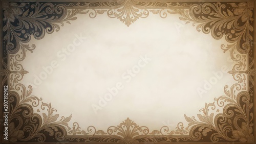Vintage Ornate Frame with Floral Patterns on a Soft Background Ideal for Elegant Invitations or Stylish Certificates