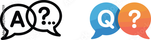 Quadro su tela Frequently asked questions faq speech bubble icon set featuring outline and colo