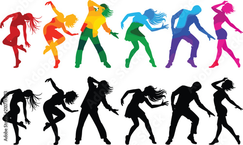 Quadro su tela Colorful of various animals in dynamic poses colorful animals giraffe elephant z
