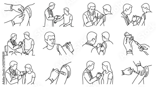 Photos Medical Vaccination Collection: Doctor Administering Shots to Patients