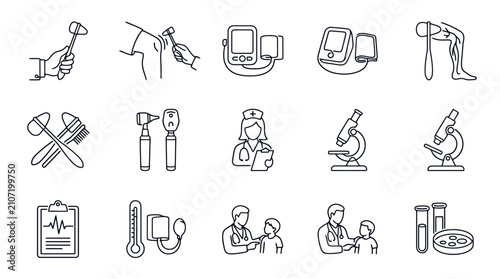 Foto Medical Icons Set: Health Care, Diagnosis, and Research Tools