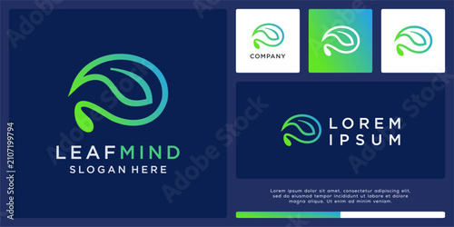 Fotografía Leaf mind logo design template