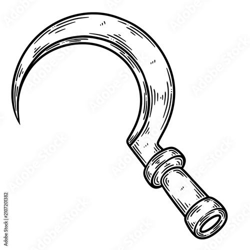Foto Hand Drawn Farm Hand Sickle Sketch