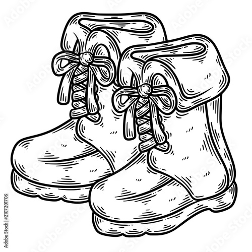 Hand Drawn Lace Up Leather Boots Sketch