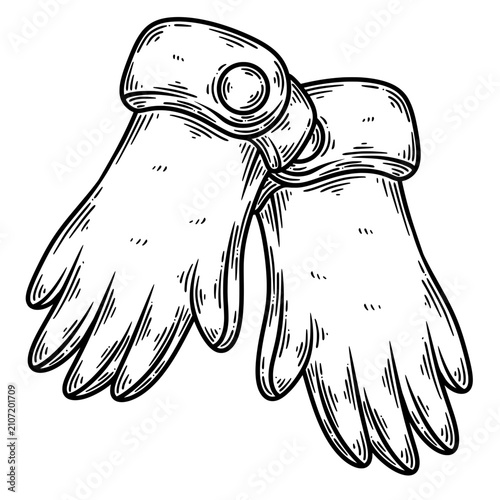 Hand Drawn Gardening Gloves Sketch