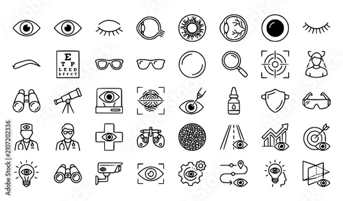Tableau sur toile Eye Care Vision Outline Icon Pack Editable Stroke Vector Collection