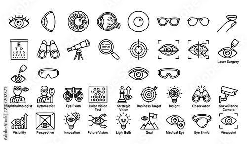 Cuadro en lienzo Vision Line Icon Collection Editable Stroke Vector