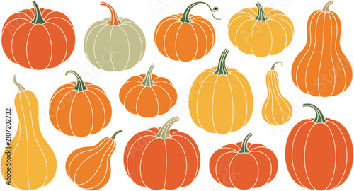 Konstfotografi Autumnal harvest collection featuring a delightful assortment of natural pumpkin