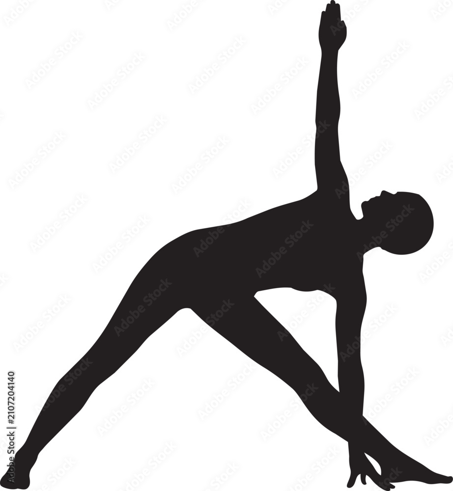 Fototapeta premium Black silhouette of a person exercising. Vector illustration isolated on a white background, perfect for fitness, healthy lifestyle, workout, gym, sports, training, logos, posters, and wellness design