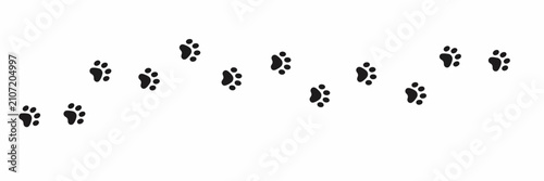 Cat and dog paw print trail vector path silhouette isolated on white background
