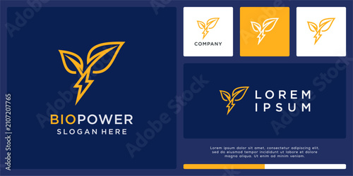 Bio power logo design with leaf