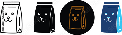 Set of Four Stylized Pet Food Bag Icons