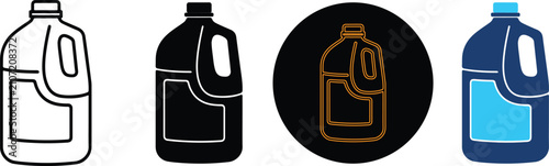 Set of Four Stylized Plastic Jug Vector Icons