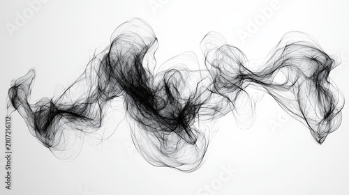 Delicate pencil line pattern forming abstract organic shapes, black swirling lines on white background, modern minimal art, dynamic movement, ethereal, creative design