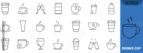 Fotografía Hot cold drinks vector icons