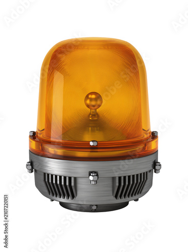 Фотография Isolated amber rotating warning light beacon for construction vehicles and emerg