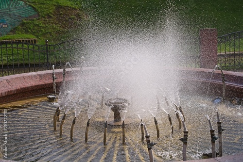 Vitebsk, Belarus, July 8, 2026. A working fountain in a city park.                               