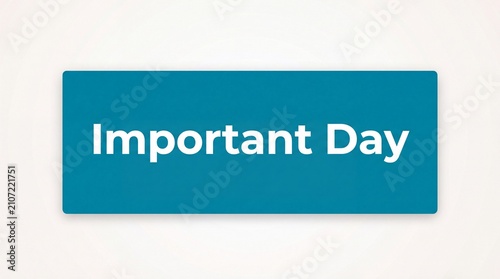 Minimalist teal rectangular sign displaying white text important day against a clean neutral background with rectangle with rectangle containing, bold teal, communication
