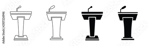 Canvastavla Podium and Lectern Icons Set for Public Speaking, Conference Stage, Political De