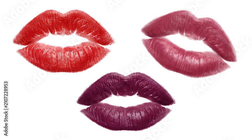 Lipstick kiss mark illustration isolated on white background for commercial design