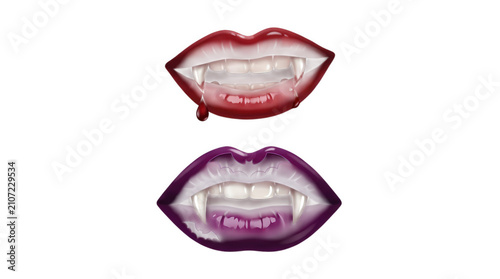 Vampire lips illustration isolated on white background for commercial design