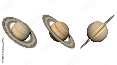 Realistic Saturn w illustration isolated on white background for commercial design