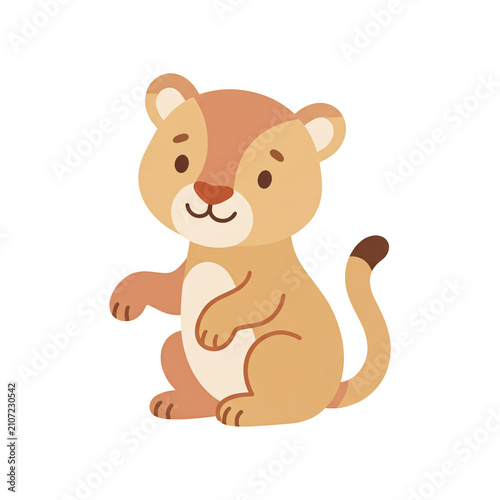 Children's cartoon lion cub illustration friendly style