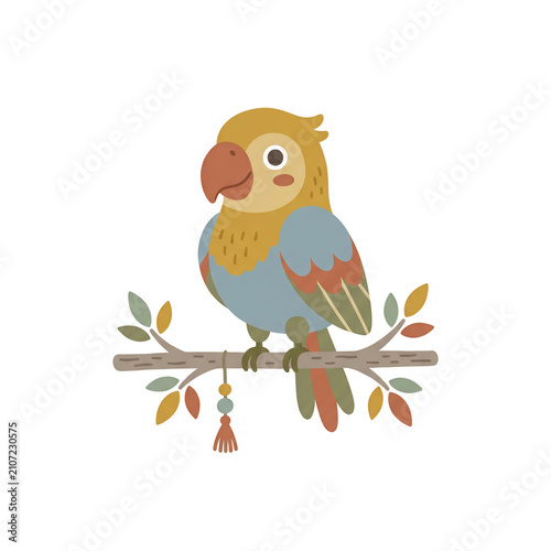 Children's cartoon parrot illustration decorative style