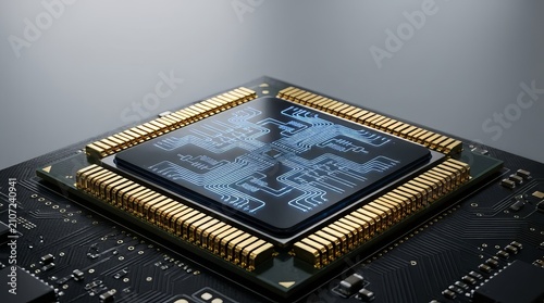 Obraz na płótnie Semiconductor microchip processor technology hardware circuitry electronics computing innovation digital motherboard engineering microprocessor integrated data