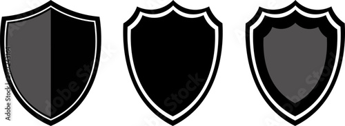 Shield security protection icon set black silhouette vector collection isolated on white background