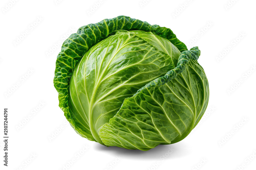 Obraz premium Fresh Green Cabbage On White Background