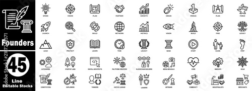 Konstfotografi Founders line editable stocks icon set vector illustration.