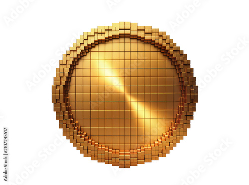 Canvastavla Isolated shimmering gold circular graphic element built from numerous square blocks