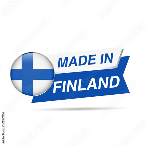 Made in Finland Label with Finland Flag Vector Badge
