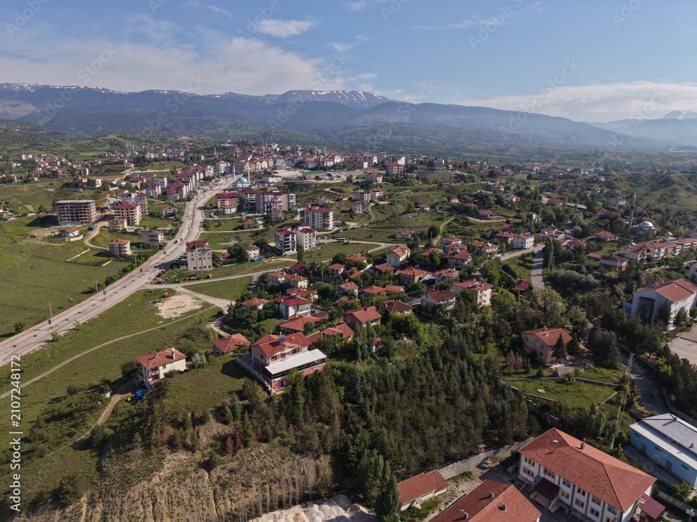 Fototapeta premium Aerial View of Çankırı Ilgaz with Urban Landscape and Historic Architecture, Turkey