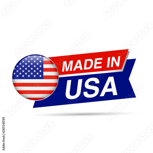 Made in USA Label with USA Flag Vector Badge