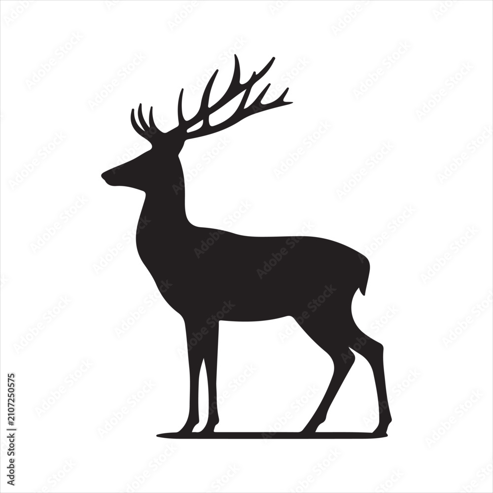 Obraz premium forest deer at dawn vector silhouette line art logo concept illustration