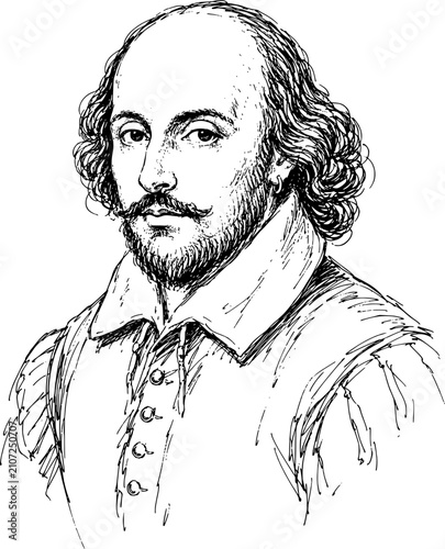 Foto William Shakespeare Hand-Drawn Ink Vector Portrait Illustration Isolated on Tran