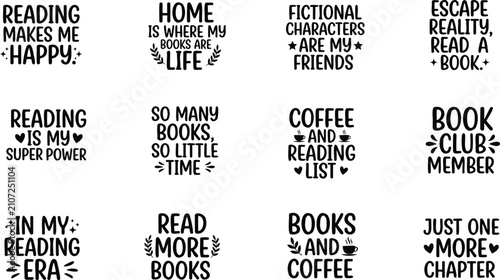 Konstfotografi Book lover quotes collection typography designs for reading enthusiasts and lite