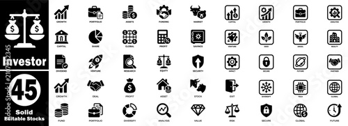 фотографія Investor solid icons set