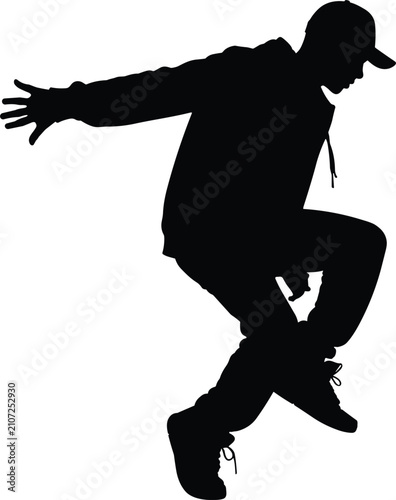 Fotografía Silhouette of a male hip hop dancer... d
