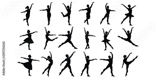 Obraz na płótnie Twenty-four silhouettes of ballet... des