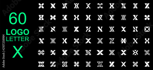 Set of letter X logo. Geometric abstract logos. Icon design
