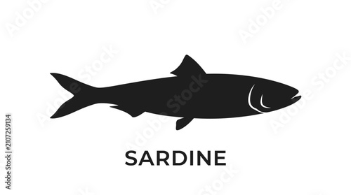 Black silhouette of a sardine fish.